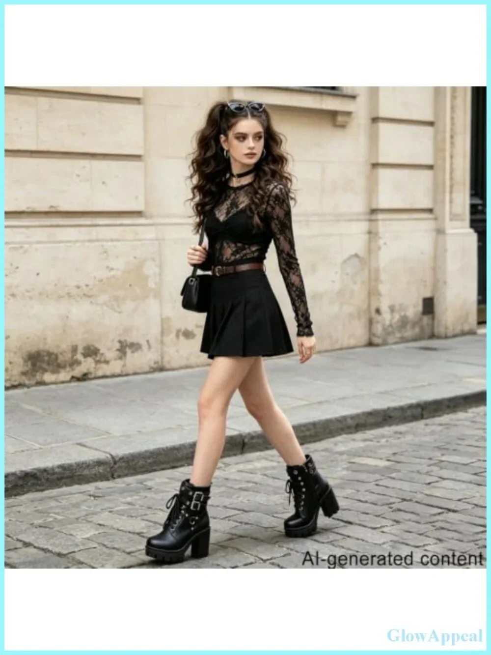 Goth Platform Combat Ankle Boots Women Block Heel Zip Buckle Chunky Boot